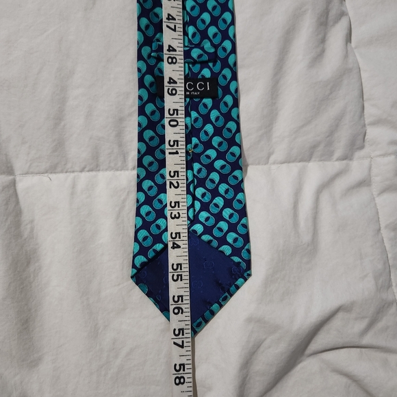 Gucci Mens Silk Tie Navy/teal Vivid Colors Italy - Picture 8 of 8